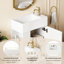 Meuble-lavabo flottant moderne de 18,5 po avec lavabo en résine, idéal pour les petites salles de bain, rangement à gauche | Idée de cadeau