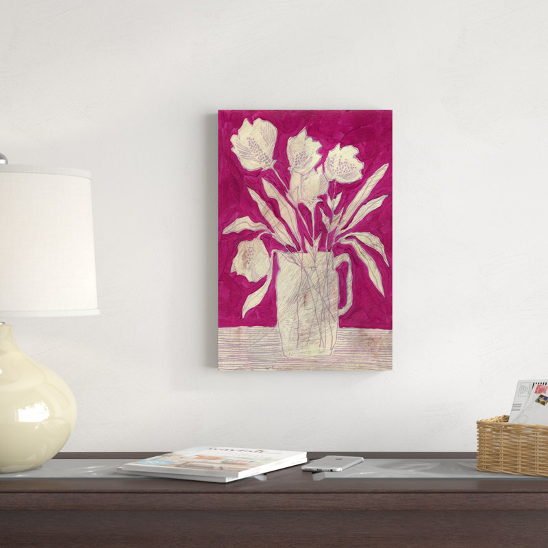 «Fuchsia Arrangement II» par Regina Moore - peinture sur toile tendue, H 18 po x l 12 po x P 1,25 po