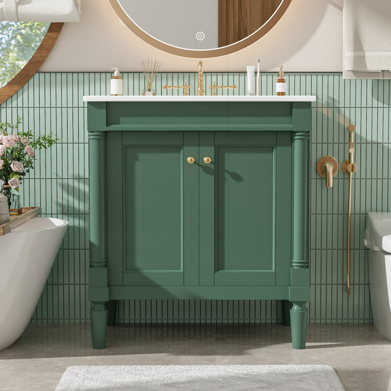 Meuble-lavabo 30 po avec lavabo en céramique, Green