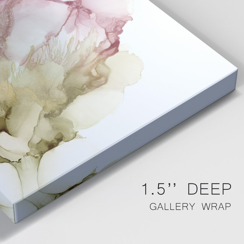 Floraison rose II - peinture sur toile tendue, H 18 po x l 12 po x P 1 po
