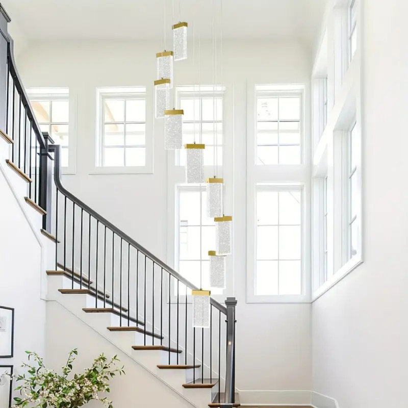 9-Light Entryway High Ceiling Modern Dimmable LED Pendant Light Fixtures