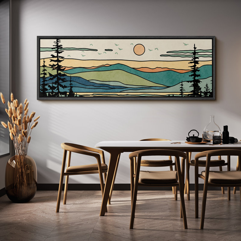 «Green Abstract Mountain Forest Landscape Extra Large», reproduction d'art sur toile encadrée, H 20 po x l 60 po