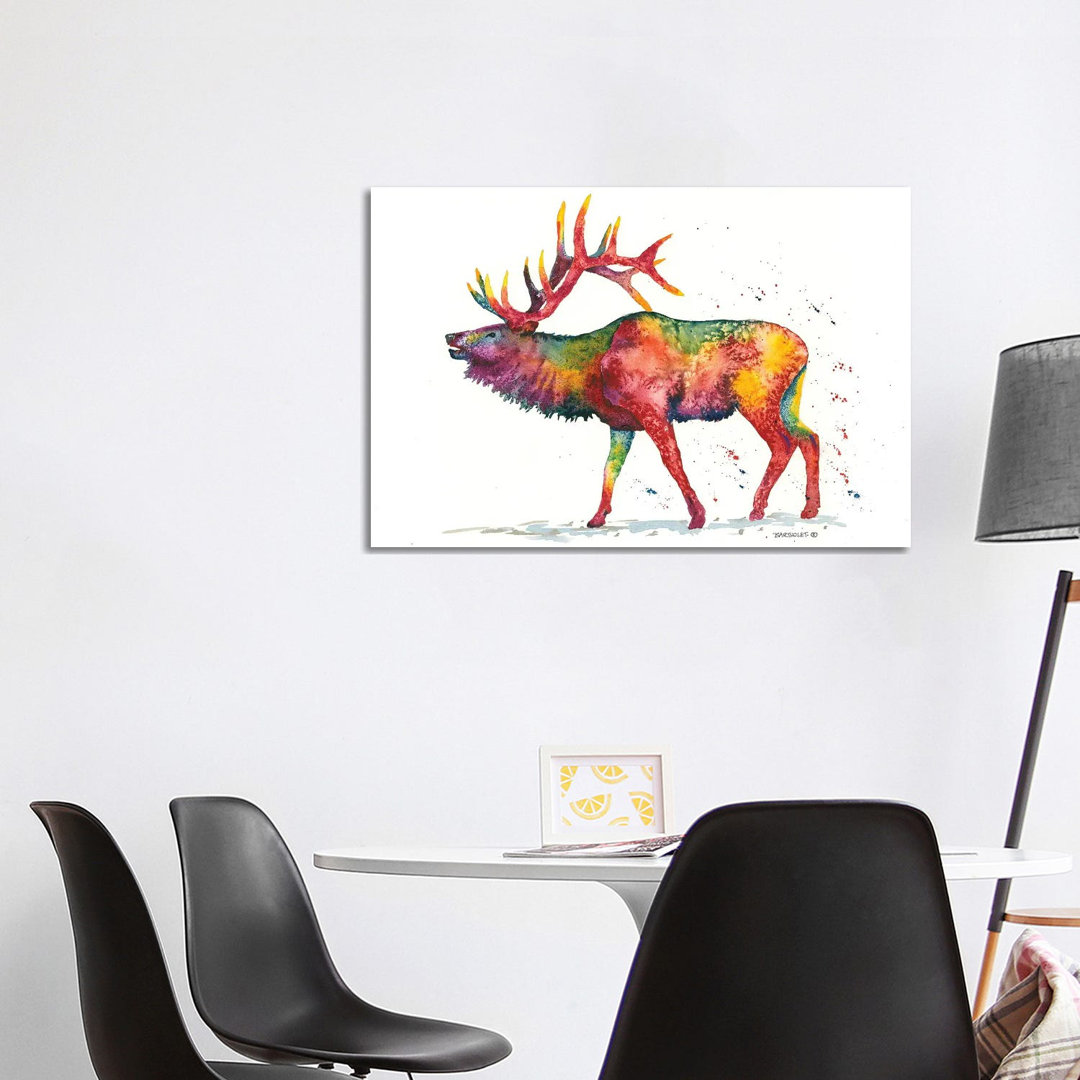 Regenbogen Wapiti von Dave Bartholet - Ohne Rahmen Galerie-verpackte Leinwand Giclée auf Leinwand