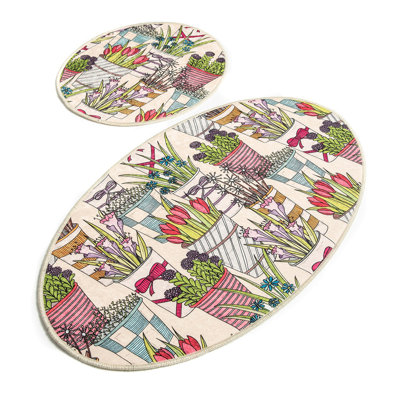 Ensemble de tapis de bain Hadlock Premium (2 pièces), en polyester antidérapant, 19,7 po x 23,6 po et 23,6 po x 39,4 po | Antiallergique, anti-poussière et anti-taches, 700 gr / m² | Lavable à la machine, parfait pour la décoration de salle de bain