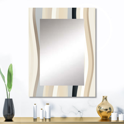Shaylen Balilibed Lines - miroir mural unique rayé, rayé, miroir abstrait, impression d'art en métal