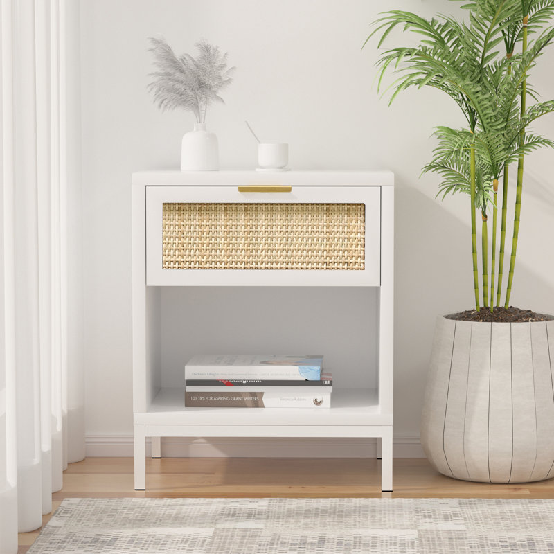 Salome 1 - Drawer Nightstand Accent End Table Side Tables with Open Storage Shelf