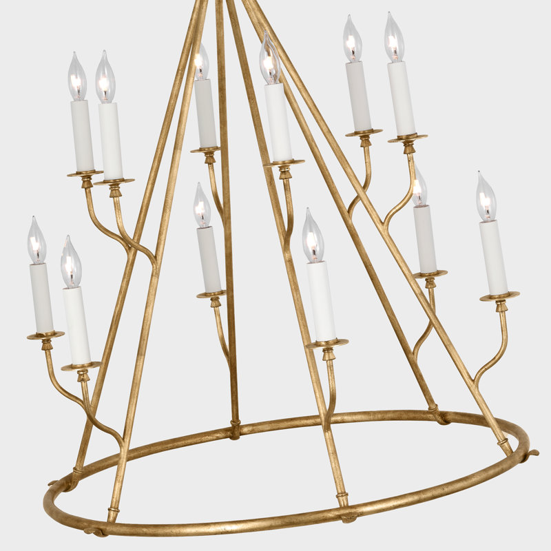 Lorio 12 - Light Chandelier, Golded Iron