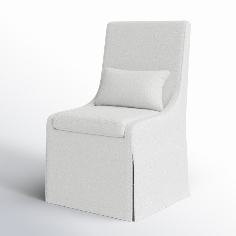 20'' H Upholstered Parsons Chair, White Polyester