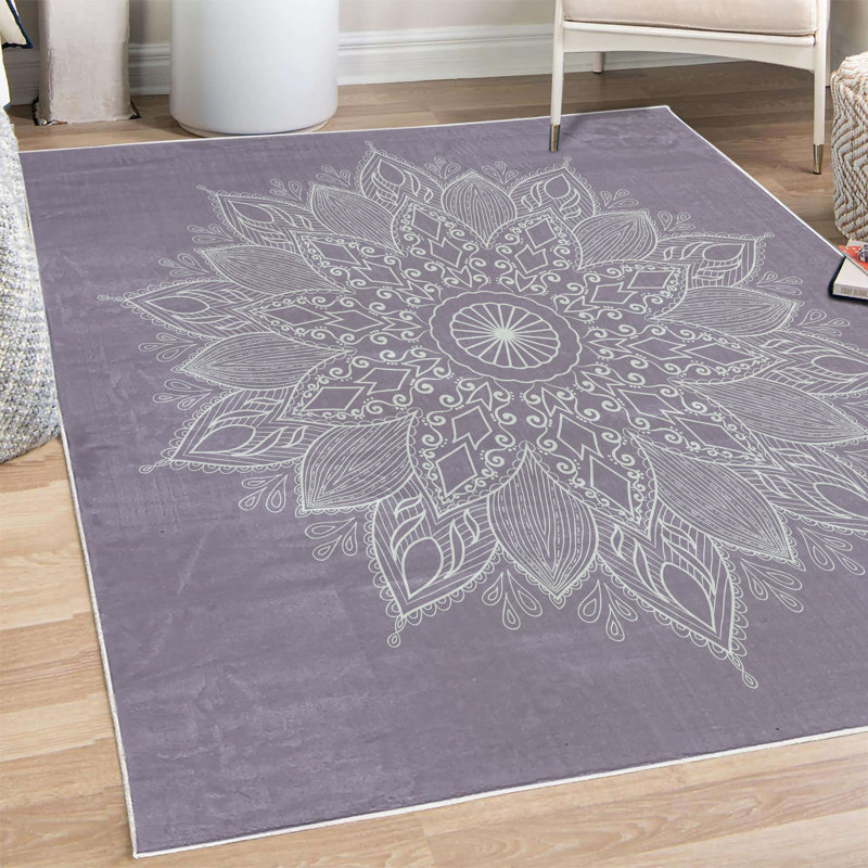 Tapis rectangulaire mauve / gris, Rectangle 5 pi 2 po x 7 pi 6 po