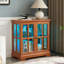 Élégante vitrine vitrée à DEL avec design rétro antique, tablettes réglables, portes en treillis pour la décoration intérieure et rangement organisé