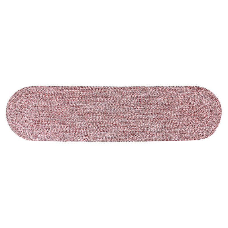Etherton Farmhouse Braided Cotton Red/White Area Rug, Oval 2' x 6'