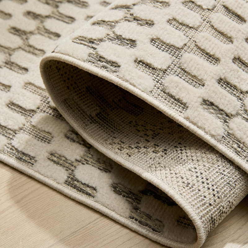Tapis d'intérieur / crème à motif géométrique crème / beige 8 pi x 10 pi (7 pi 10 po x 10 pi) Branch Branch Lavinia - salon, chambre, salle à manger et cuisine