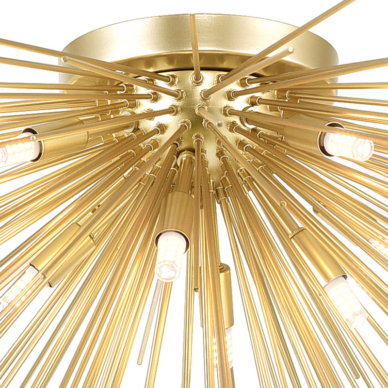 Plafonnier encastré 8 lumières - 40 po de diamètre, finition feuille d'or - idéal pour le salon, la salle à manger, la chambre à coucher, le couloir