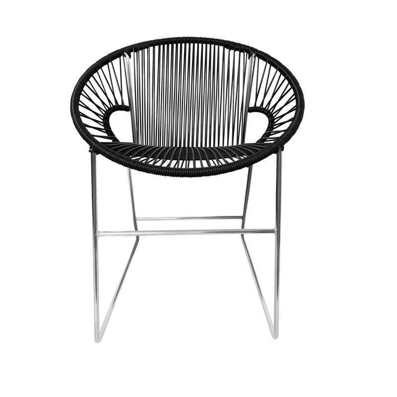 Chaise de patio Puerto, Noir/chrome