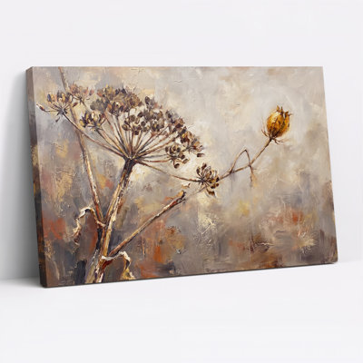 Tiges de fleurs sauvages séchées aux tons terreux - Décoration murale sur toile pour l'Halloween