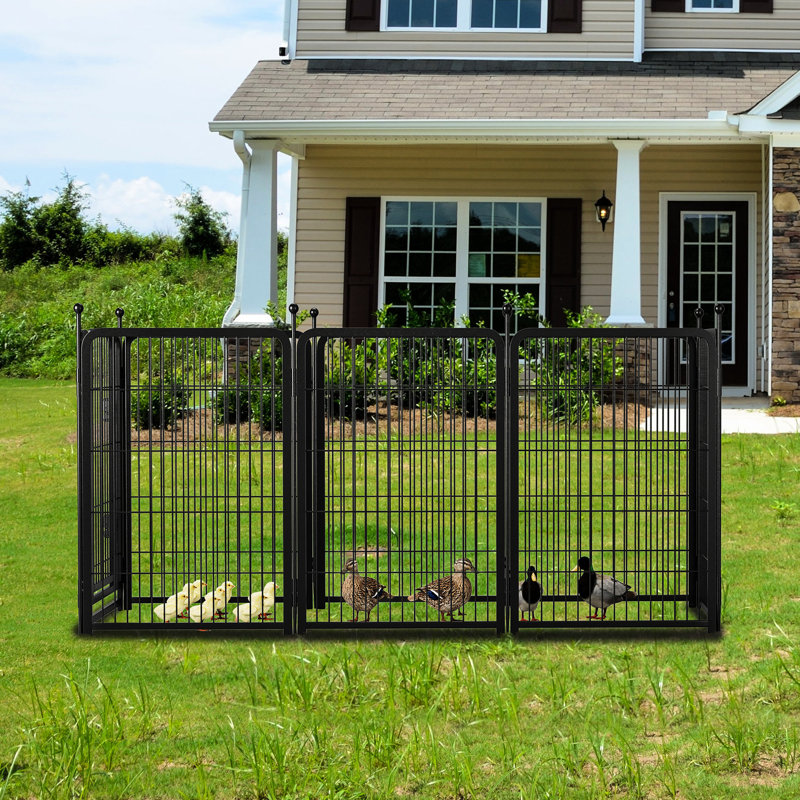 Parc pour chien 8 panneaux, enclos pour chiots pliables, utilisation intérieure à l'extérieur, rouille, enclos en fer pour l'extérieur, antirouille et stable, fer à repasser, zone joyeuse
