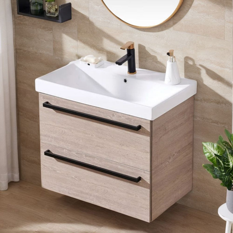 Meuble-lavabo mural simple 30 po avec comptoir en céramique, tiroirs à fermeture en douceur