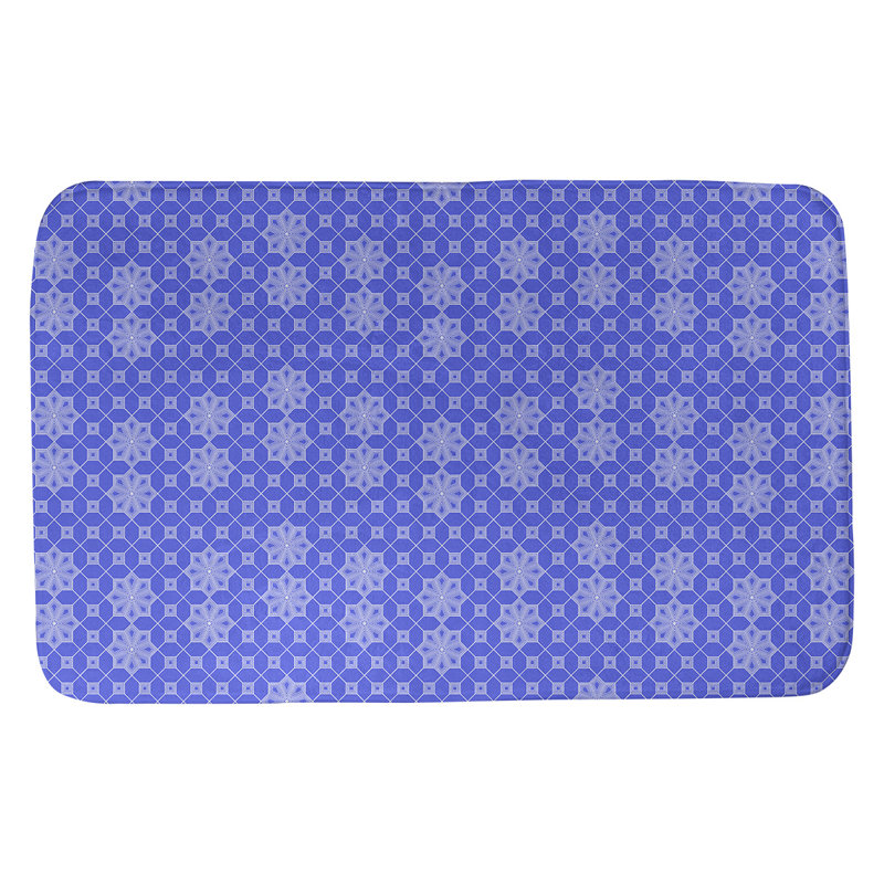 Tapis de bain en treillis Leffel, l 21 po x L 34 po, Bleu