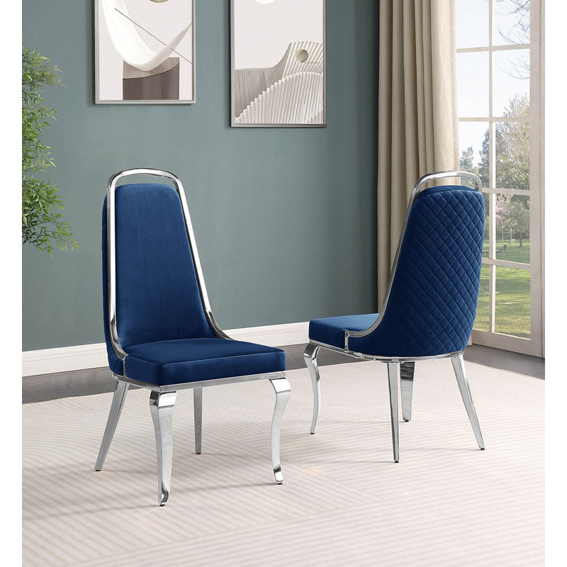 Chaise d'appoint Heptinstall, Bleu marin / Argent