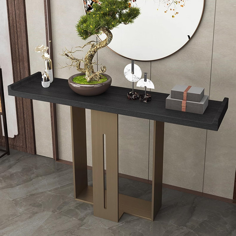 Console de luxe, Noir, H 33,46 po x l 63 po x P 13,78 po, Bronze