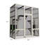 Maison pour chat d'extérieur en bois massif gris, 5 plateformes, 2 taches douillettes douillettes, protection, abri imperméable, content de sérénité