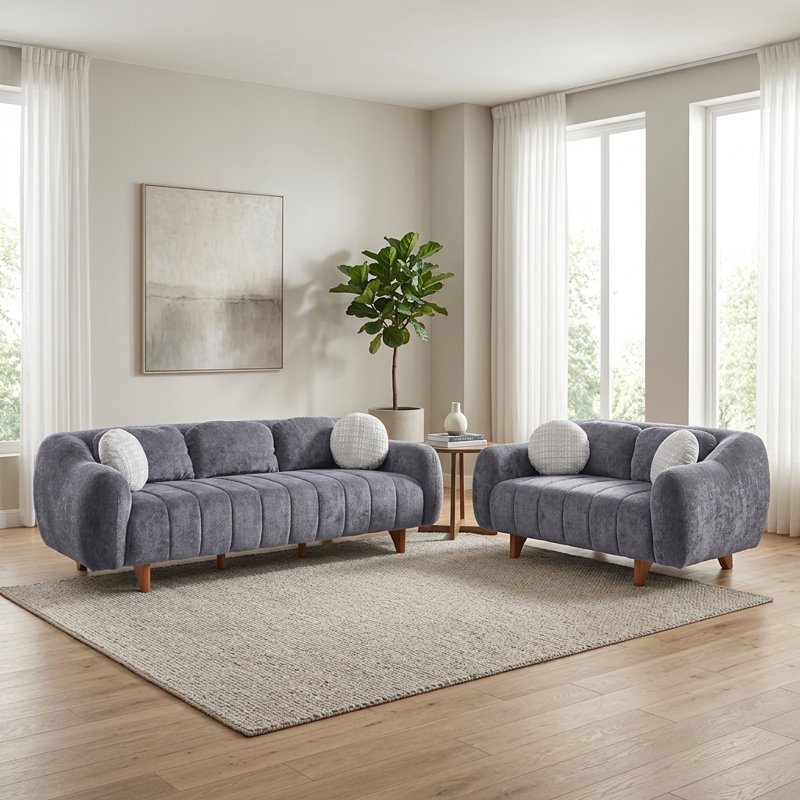 Ensemble de salon 2 pièces Chateau Chenille, Gris