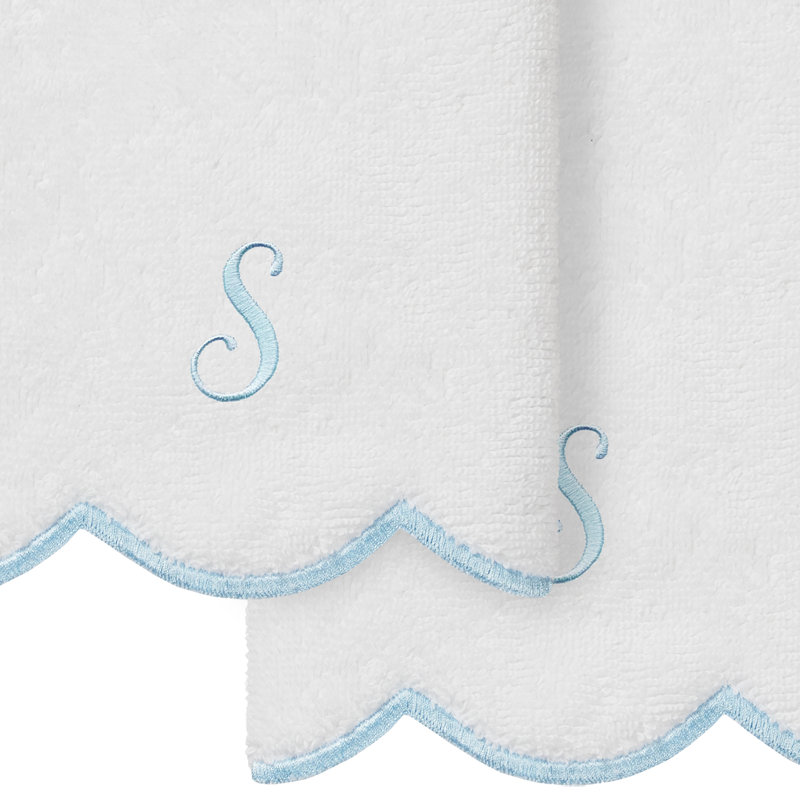  Ensemble de serviettes 100% coton turque ADORNIA, S, Blanc / Bleu, Ensemble de 2 serviettes à doigts
