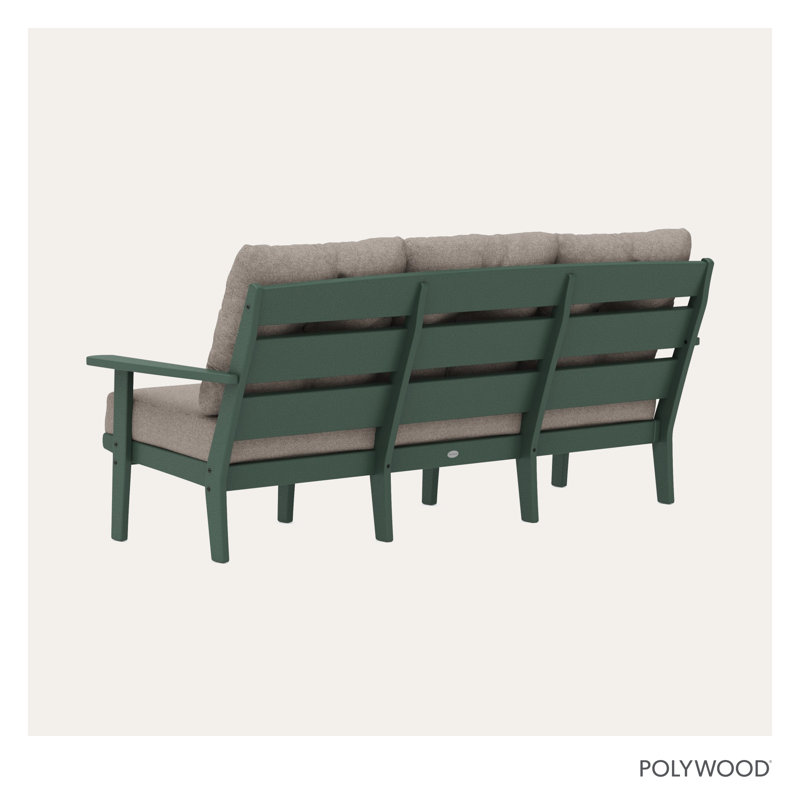 Lakeside Deep Seating Sofa, Green Frame/Weathered Tweed Cushion