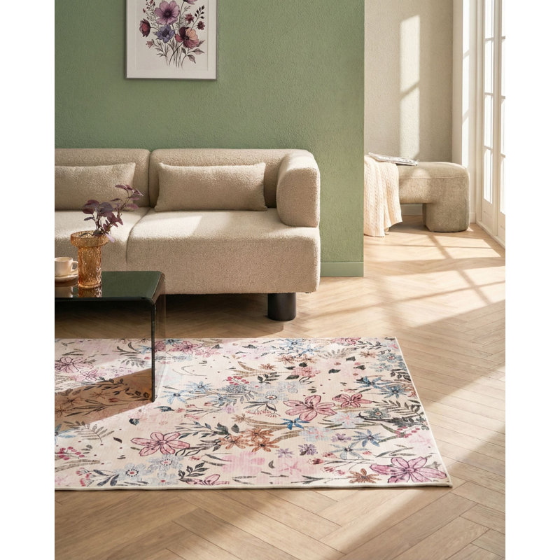 Floral Area Rug, Rectangle 140 x 200 cm