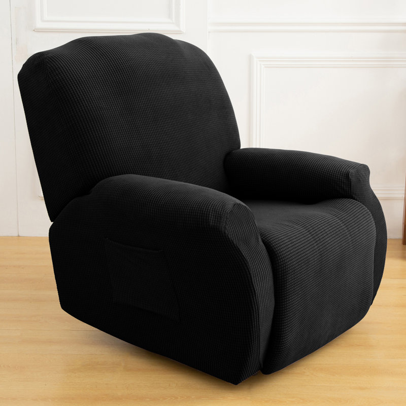Housse pour fauteuil inclinable à coussins carrés/rectangulaires, Mélange de polyester noir