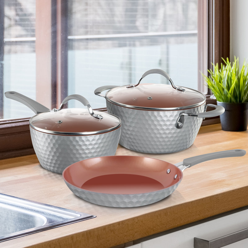 Batterie de cuisine antiadhésive en aluminium anodisé 3 pièces NutriChef