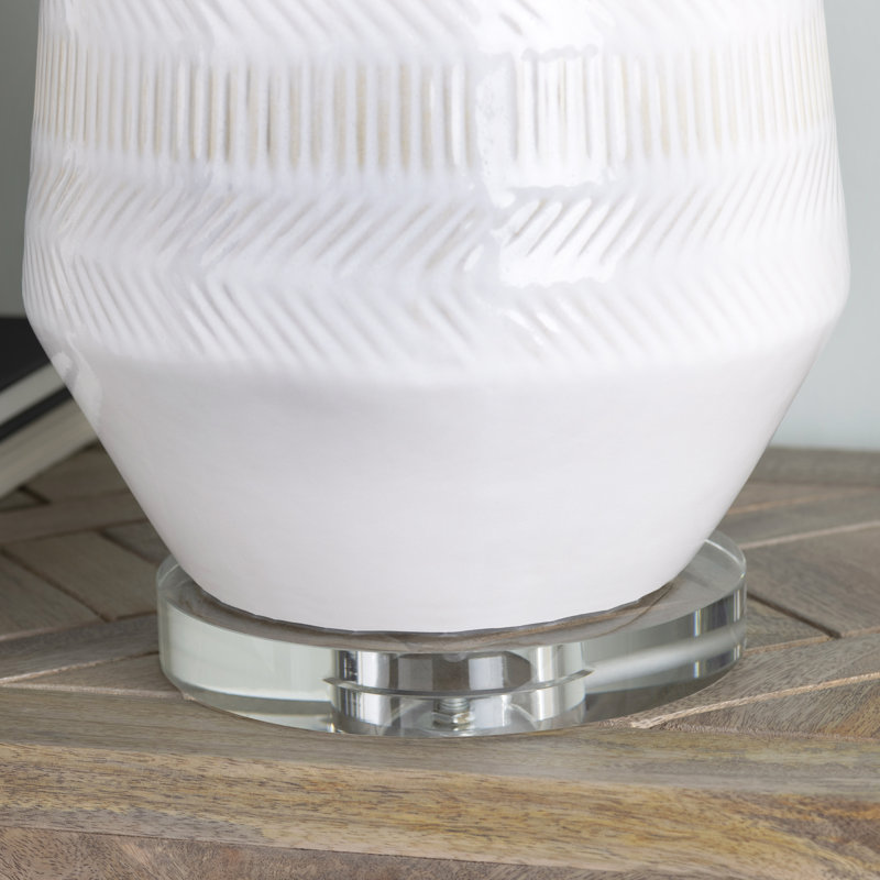 Lampe de table en cristal Lohan, Blanc