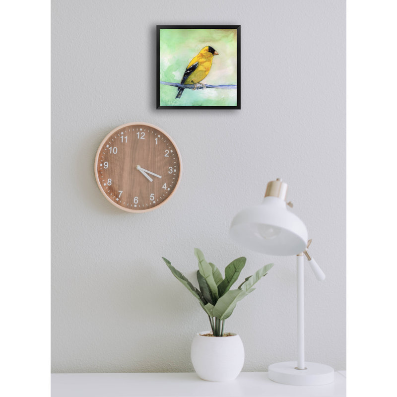 Chardonneret par Sean Parnell - reproduction d'art sur toile, H 14,5 po x l 14,5 po x P 1 po, Cadre photo noir, Pas de tapis