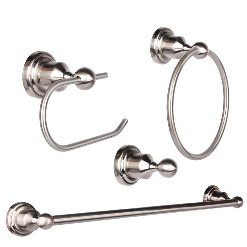 4-Piece Brushed Nickel Bathroom Hardware Set