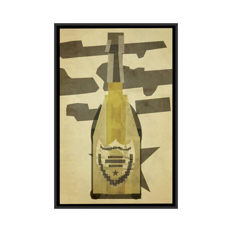 « perignon », impression sur toile tendue, Toile encadrée noire, H 26 po x l 18 po x P 1,5 po, Pas de tapis