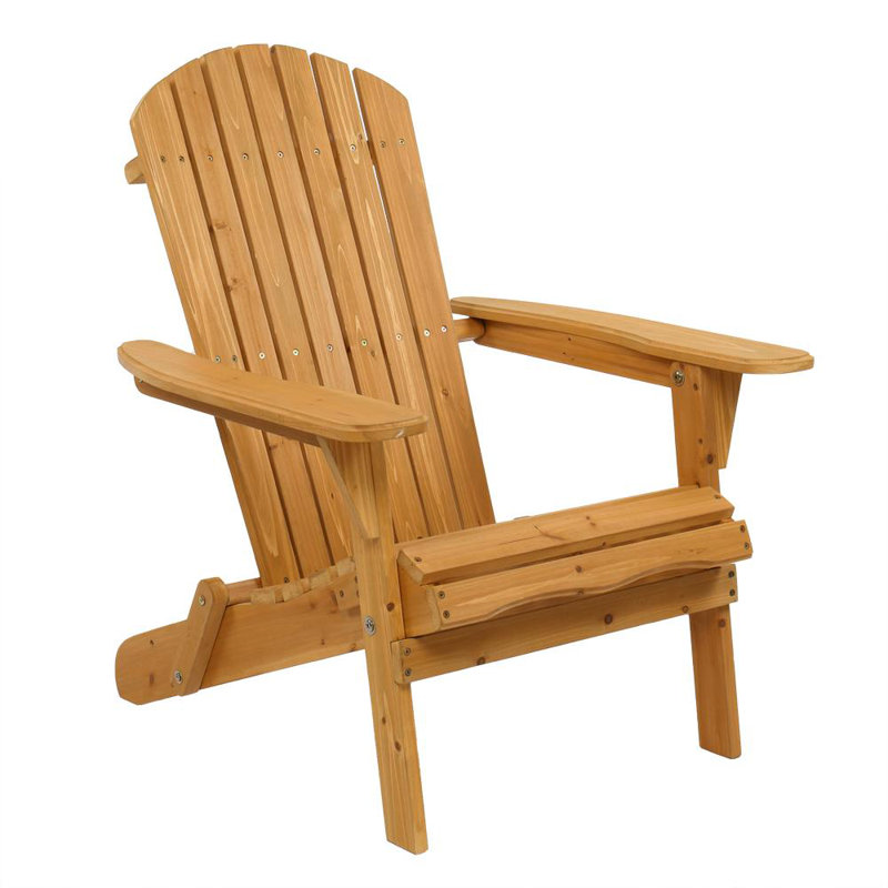 Chaise Adirondack pliante en bois massif Noyes, En bois