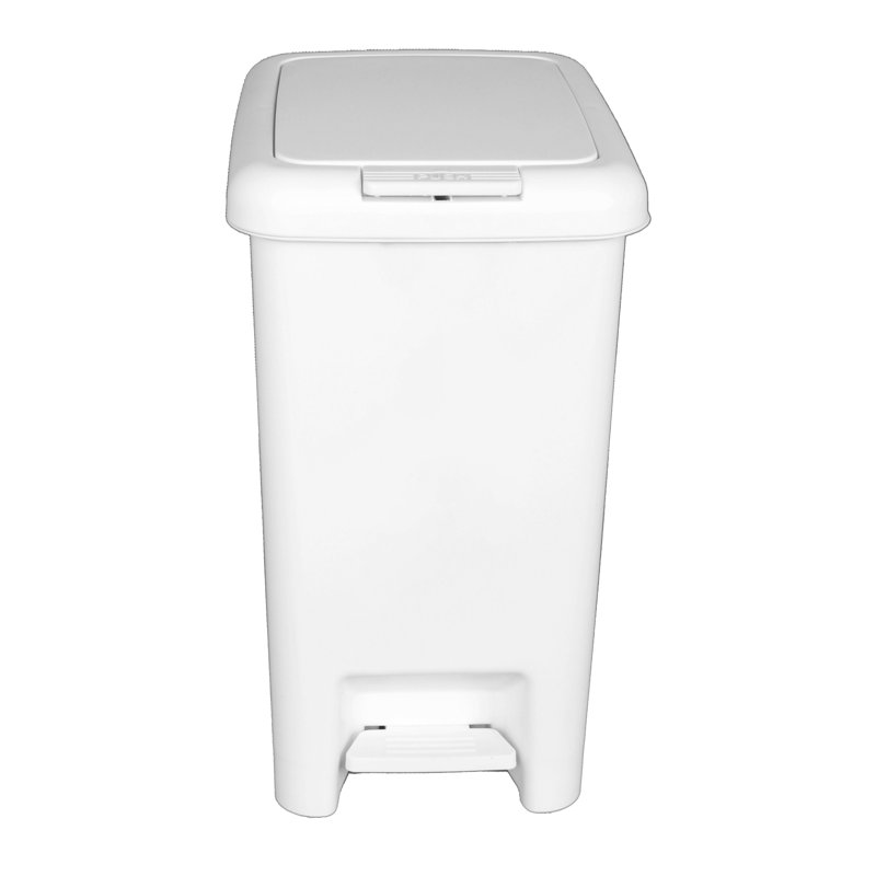Plastic Step On Rubbish Bin, White, 15 L