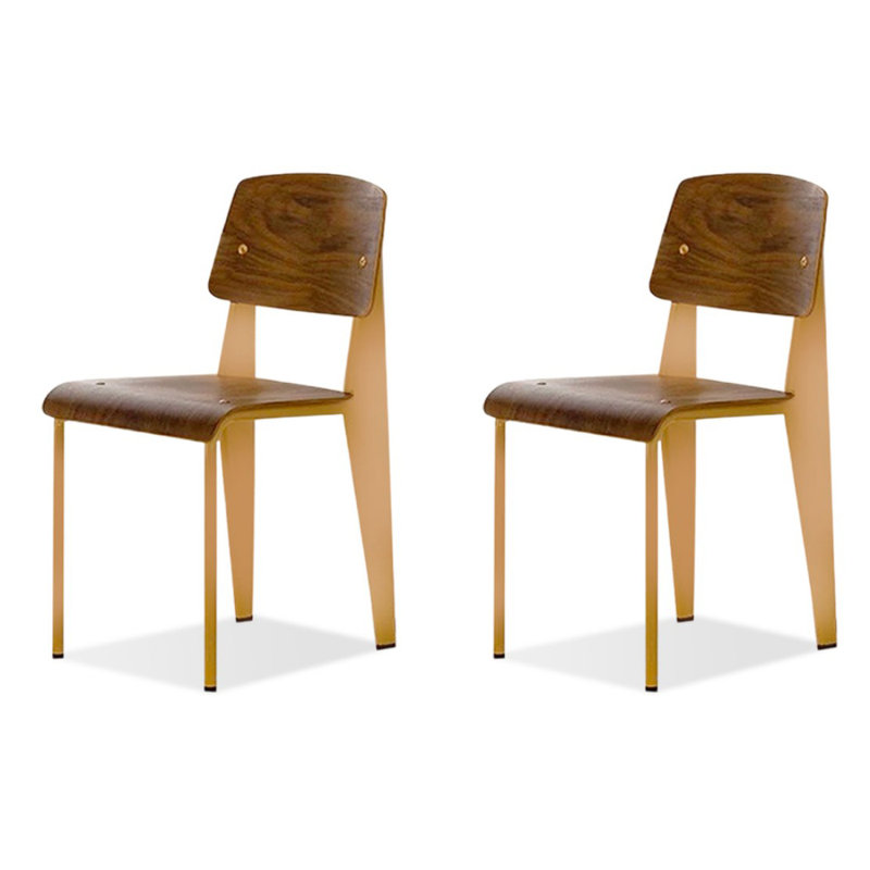 Chaise d'appoint à dossier brun uni (ensemble de 2), Brun