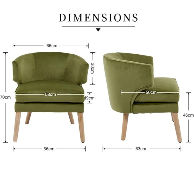 Upholstered Side Chair, Green Velvet