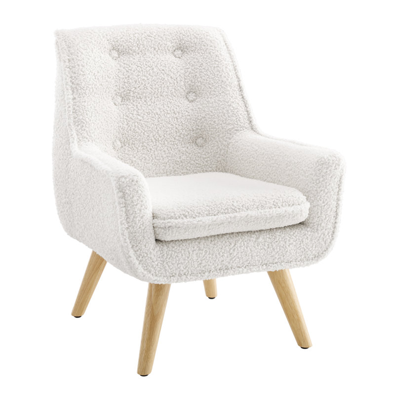 Kids 14.5" Sherpa Chair, White