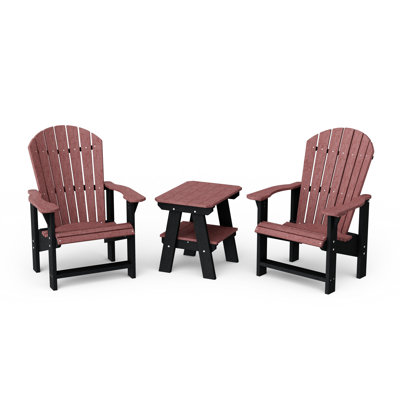 Heritage 3-Piece Upright Adirondack Chair Set With 22" Side Table