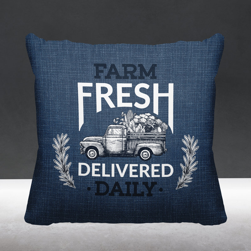 Coussin intérieur / extérieur Ringo Farm, L 19 po x H 19 po, Bleu
