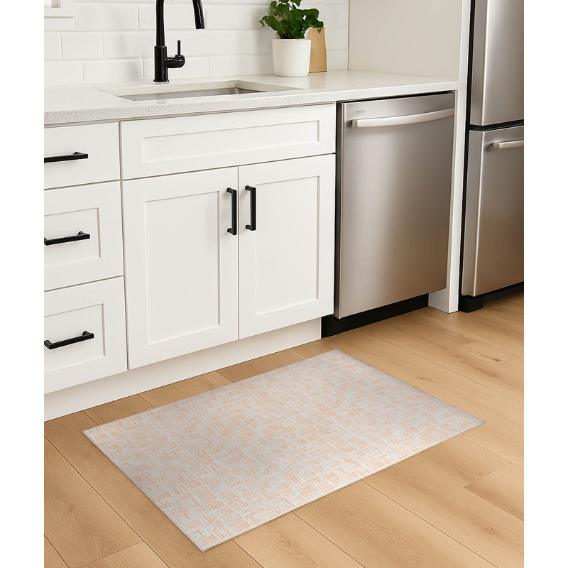Tapis de cuisine anti-dérapant Lash, Rectangle 5 pi x 7 pi, Pêche