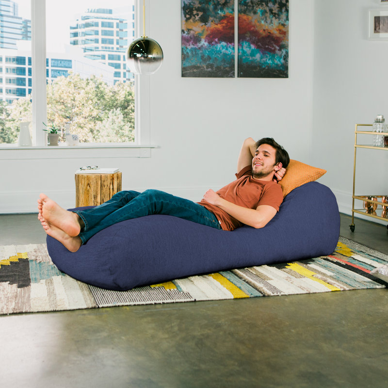 Arlo Chaise Lounge Bean Bag Chair - Premium Chenille, Navy