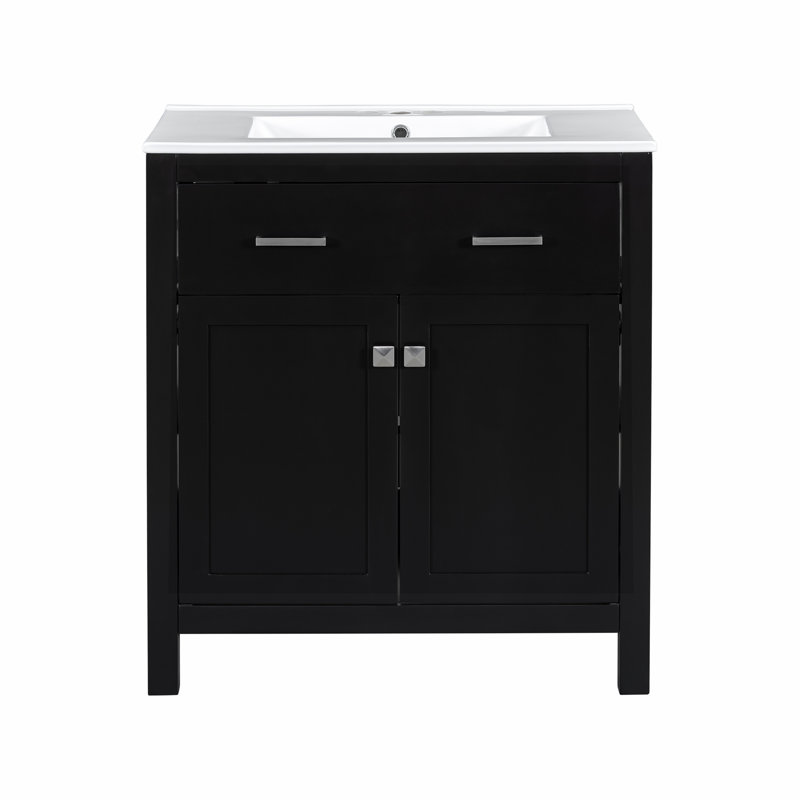 Meuble-lavabo 30 po avec lavabo en céramique, Noir