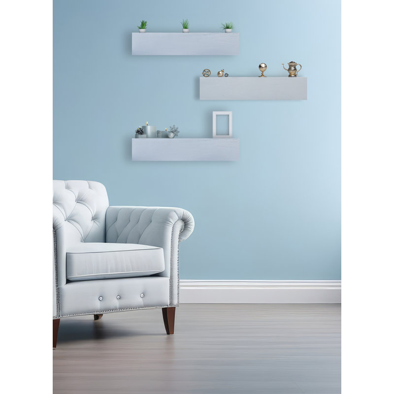 Ensemble de 3 tablettes flottantes Rayne, Gris, H 5 po x l 29 po x P 7 po