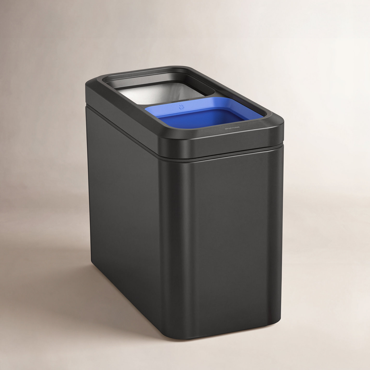 simplehuman 5.3gal Dual Recycling Can, Matte Black