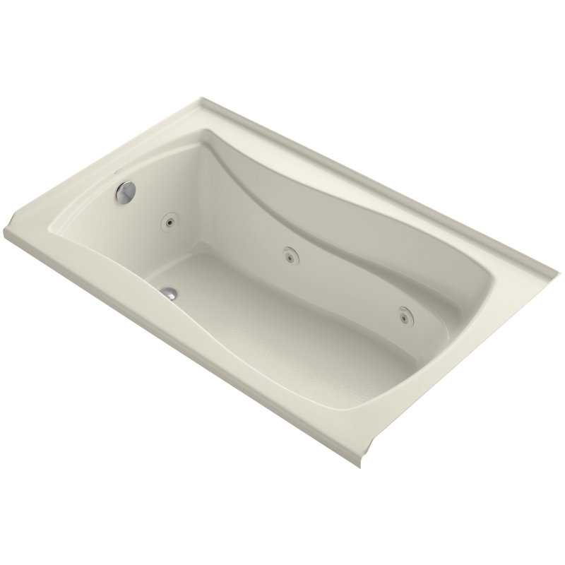 Mariposa 60" x 36" Drop In Whirlpool Bathtub, Almond, Left