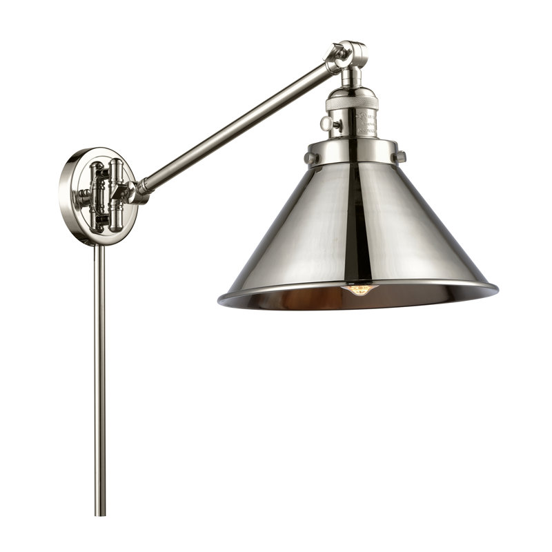 Bras pivotant à 1 lumière Paylor, Incandescent, Nickel poli, Nickel poli
