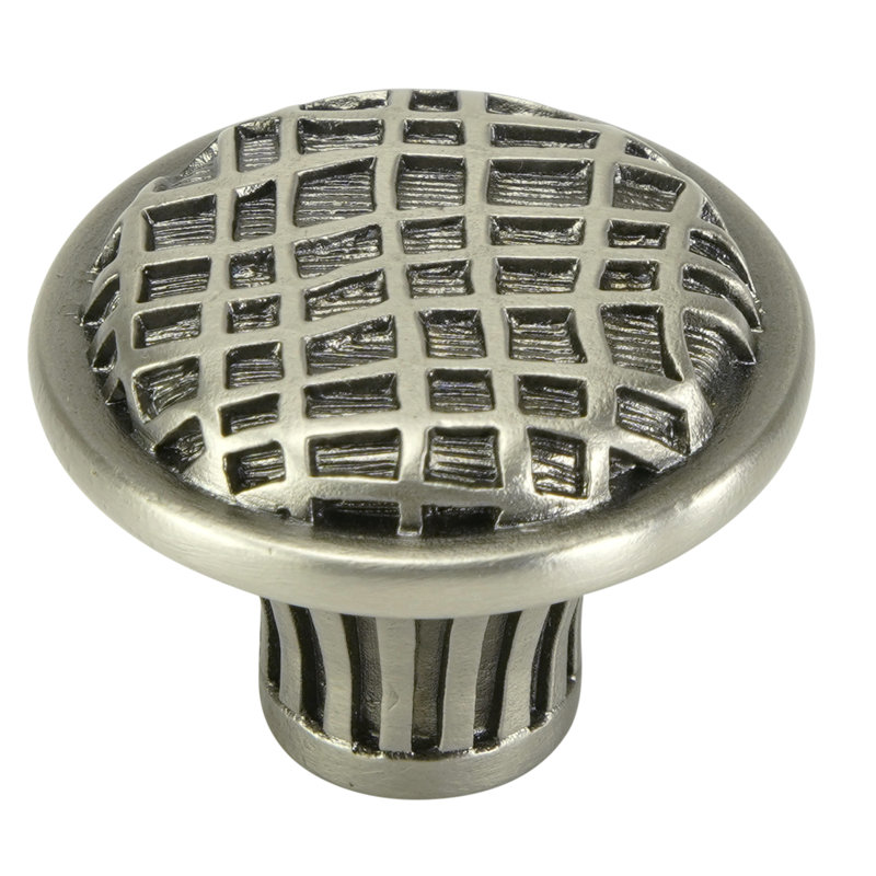 LINEN WEAVE KNOB IN ANTIQUE NICKEL PLATE
